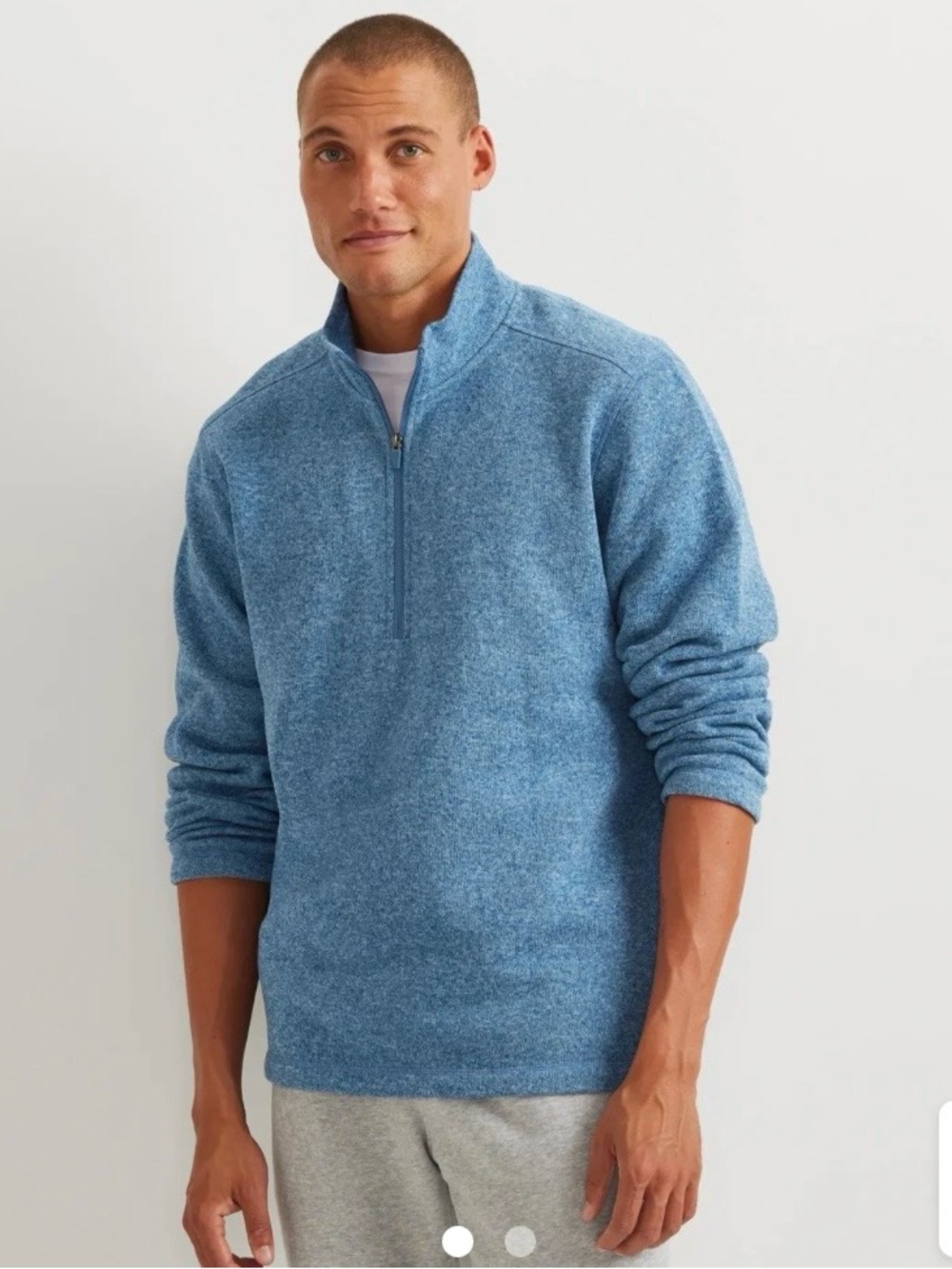 NEW Eddie Bauer Men's Light Blue Half-Zip Sweater